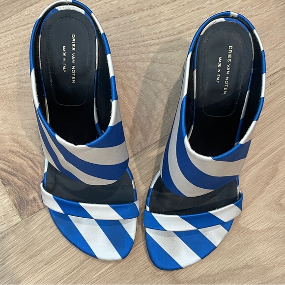 Dries Van Noten Striped mules blue and white, size 7.5 - Picture 7 of 9